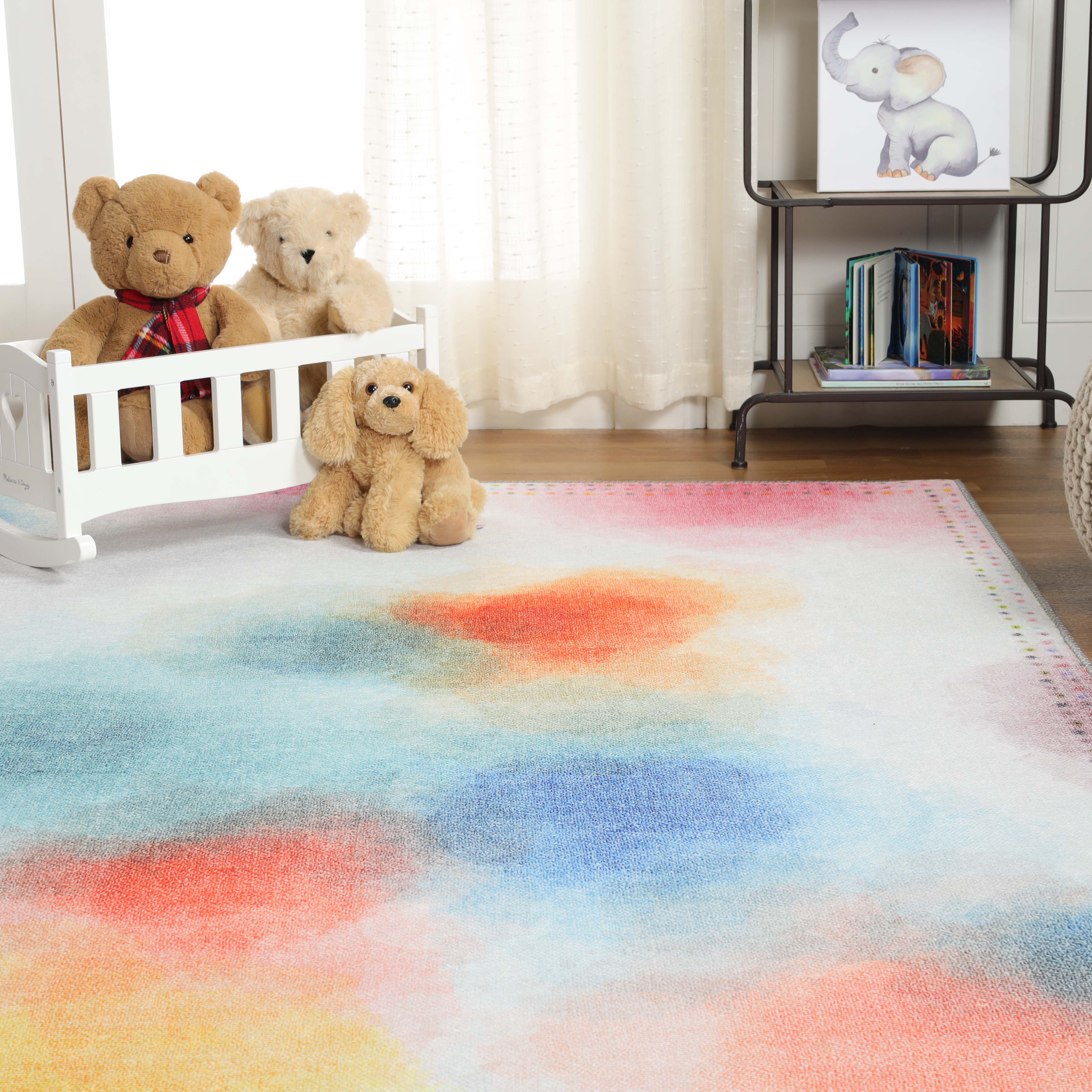 Blossom Kids Non-Slip Area Rug - Colorful Playroom Rug with Anti-Skid Backing for Nursery, Bedroom & Play Areas | Soft Kids Floor Mat for Safety & Style