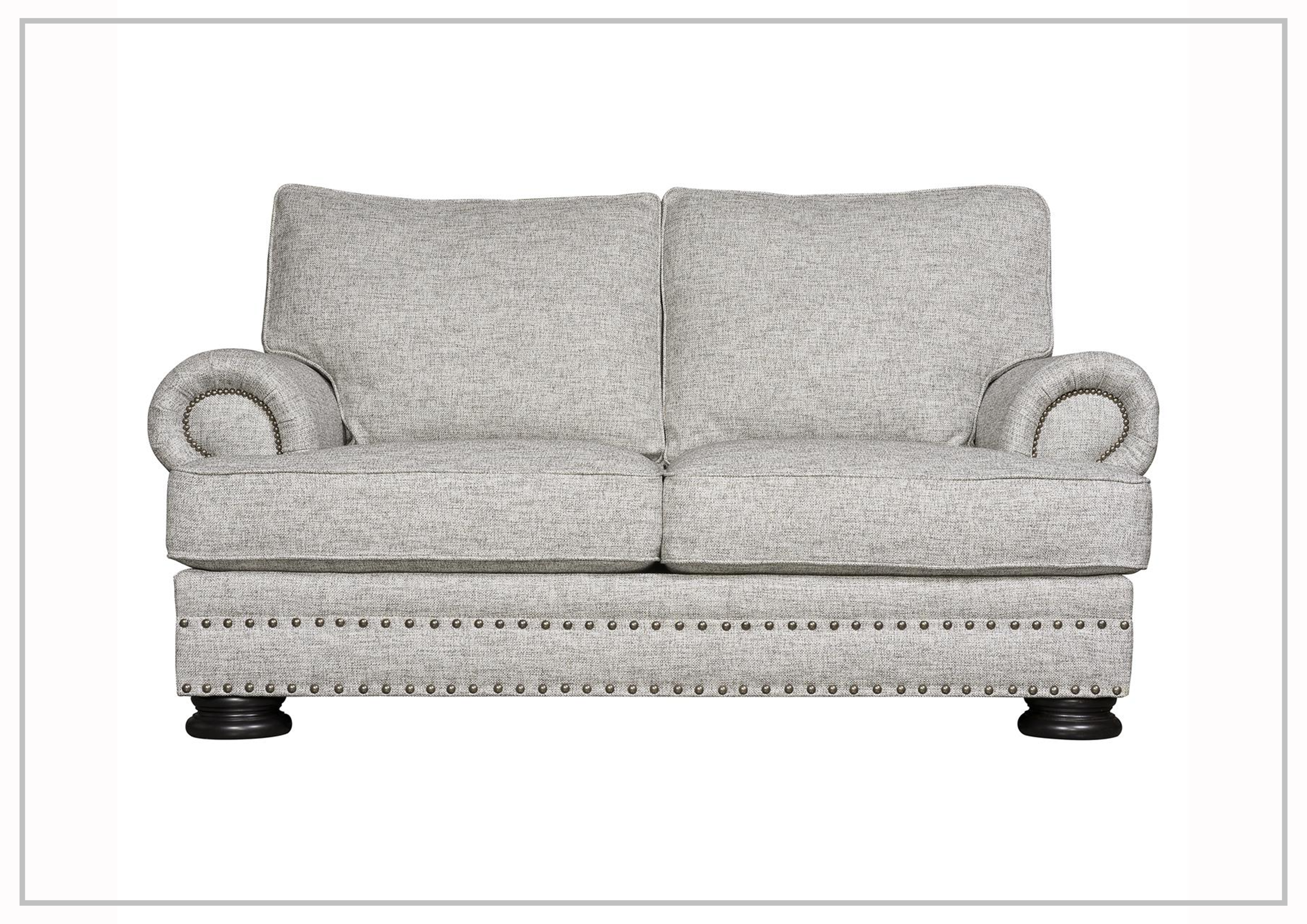 Bernhardt Foster Fabric Loveseat with Rolled Arms - Comfortable Small Sofa for Living Room, Bedroom, or Office Space