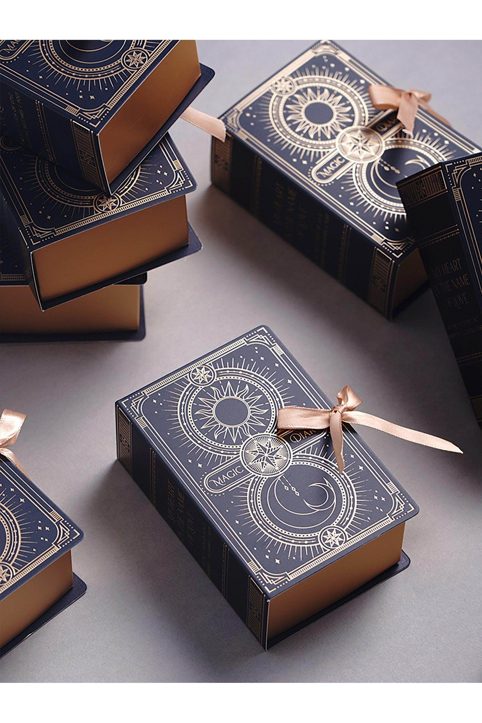 Romantic Love Diary Book Design Party Favor Boxes - Set of 12 Elegant Gift Boxes for Weddings, Anniversaries & Special Occasions