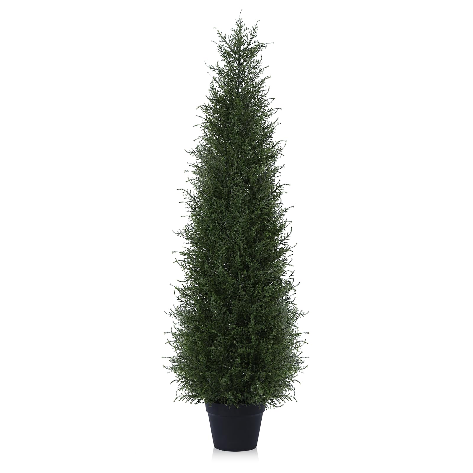4FT Artificial Cedar Topiary Tree - UV Resistant Faux Pine Tree for Outdoor Decor - Potted Fake Cypress Plant for Front Door, Porch, Garden & Entryway - Perfect for Home, Office & Wedding Decor (Set of 1)