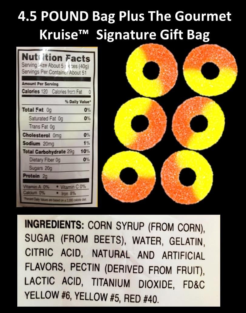 Albanese Gourmet Peach Gummy Rings - 4.5lb Bulk Bag + 3 Bonus Bags (10oz Each) - Soft & Chewy Candy for Parties, Movie Nights & Gift Giving - Kosher, Gluten Free Treats