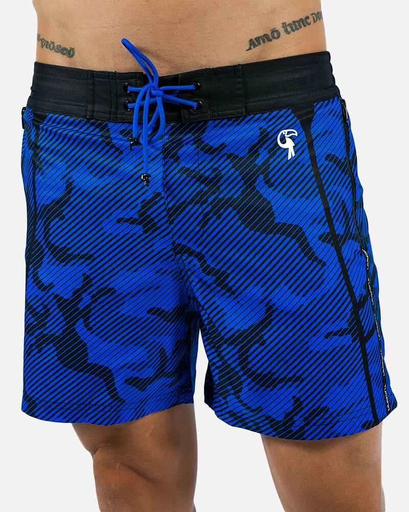 Striped Camo Blue T-Shirt for Men - Trendy Casual Wear for Outdoor Adventures & Street Style