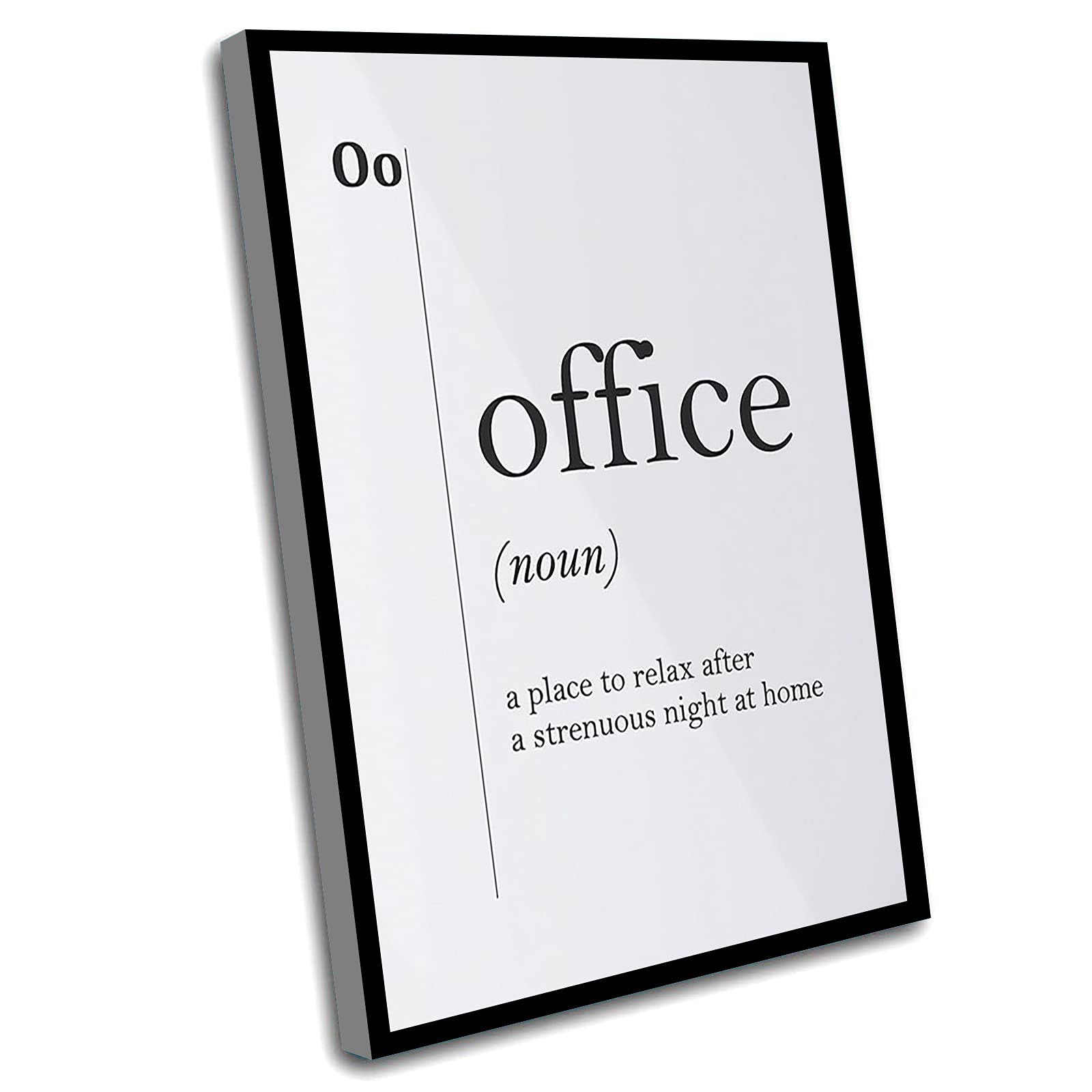 Funny Office Definition Print - 8x12 Inch Framed Canvas Wall Art with Black & White Typography - Perfect Boss Gift & Workplace Decor for Office, Home or Study Room