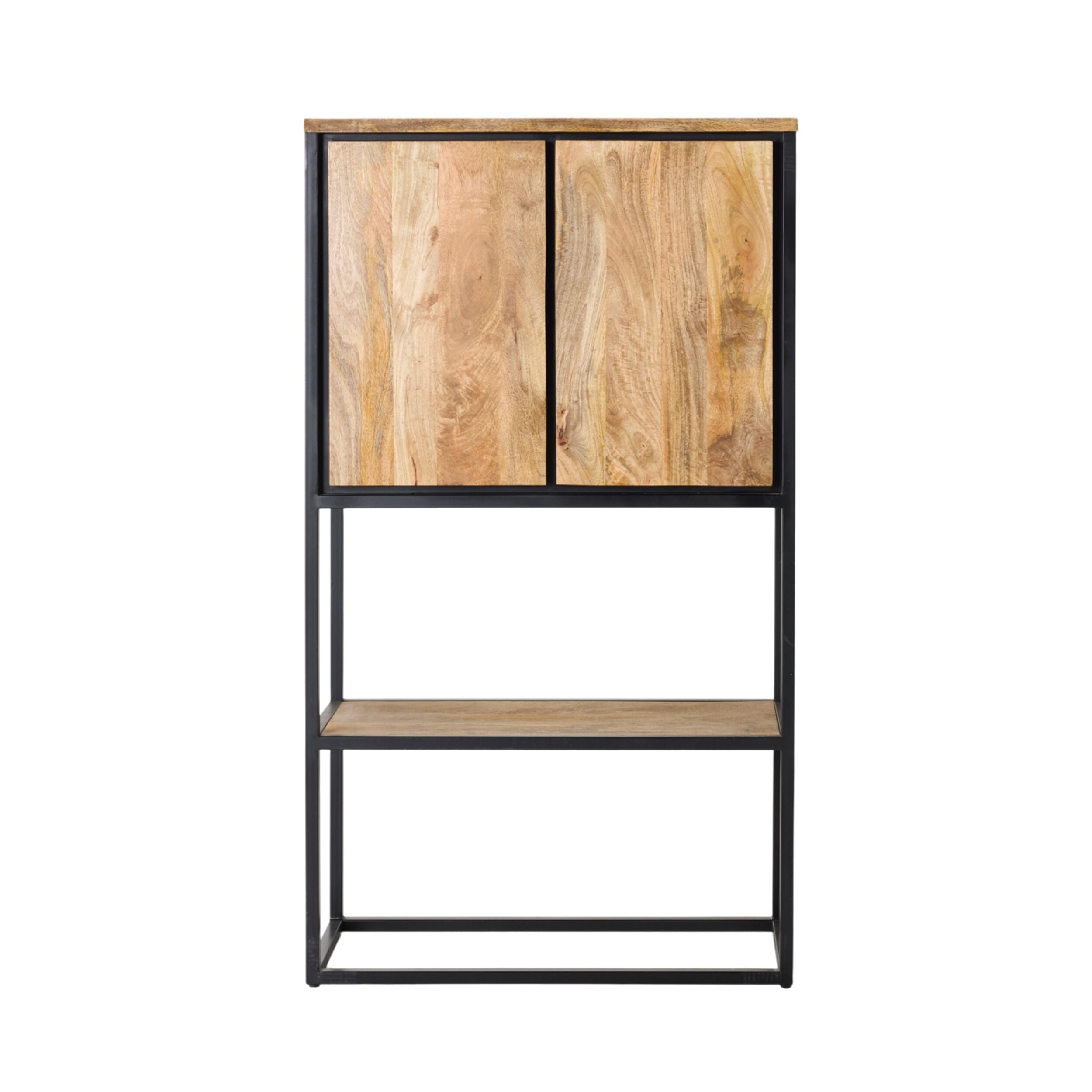 Brompton 2 Door Bookshelf - Solid Wood Storage Cabinet for Living Room, Bedroom & Office - Perfect for Books, Decor & Organizing Small Spaces