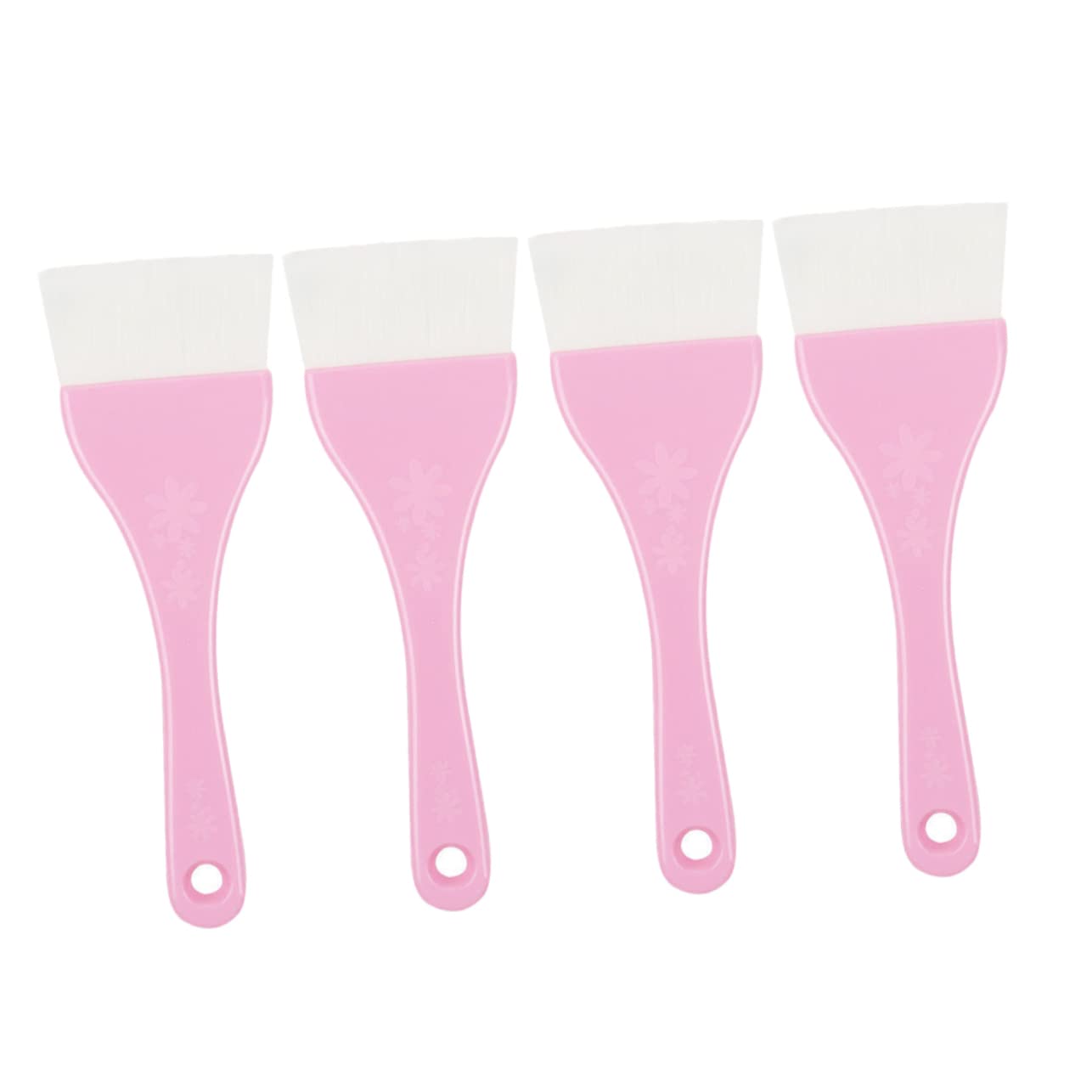 BELLIFFY 4-Piece Makeup Brush Set - Foundation Applicator, Mask Spatula & Beauty Brushes for Flawless Makeup Application | Perfect for Daily Makeup, Skincare & Professional Salon Use (Pink, Nylon & Wool)