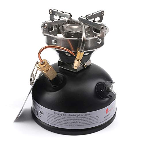 Portable Gasoline Camping Stove - Outdoor Liquid Fuel Alcohol Burner for Picnics, Hiking & Backpacking | Compact Petrol Oil Stove Cookware (Silver & Black) - Perfect for Camping Trips, Emergency Cooking & Outdoor Adventures