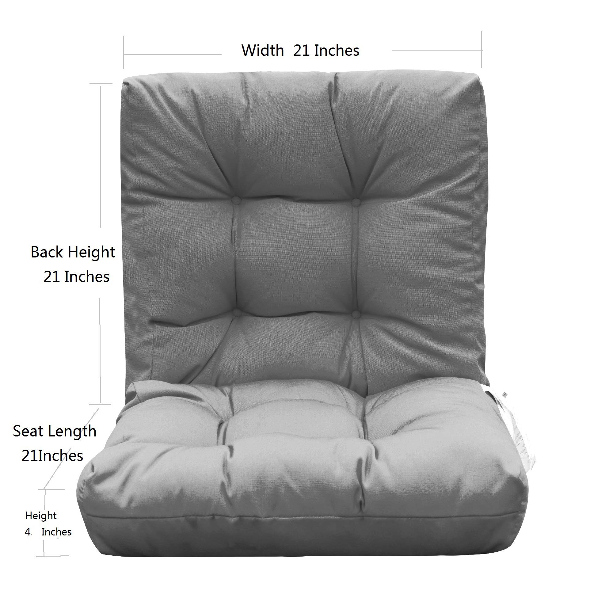 QILLOWAY 4-Pack Outdoor Chair Cushions - Tufted Seat & Back Pillow Covers for Patio Furniture, Water-Resistant Grey Replacement Cushions for Spring & Summer - Perfect for Garden, Deck, Poolside, and Outdoor Lounging