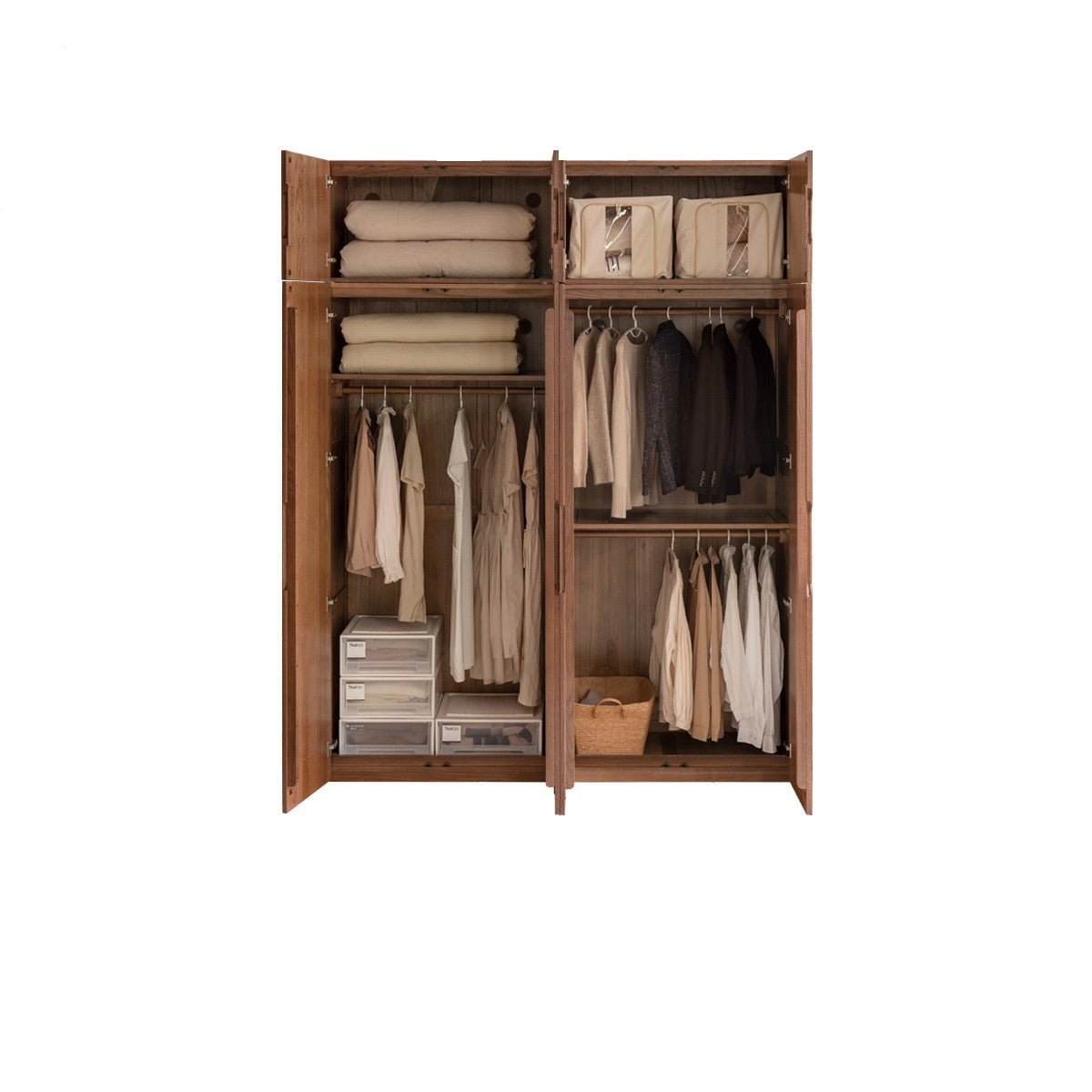Solid Oak Wood Modern Wardrobe - Stylish & Durable Closet for Bedroom, Walk-In Closet, or Guest Room Storage