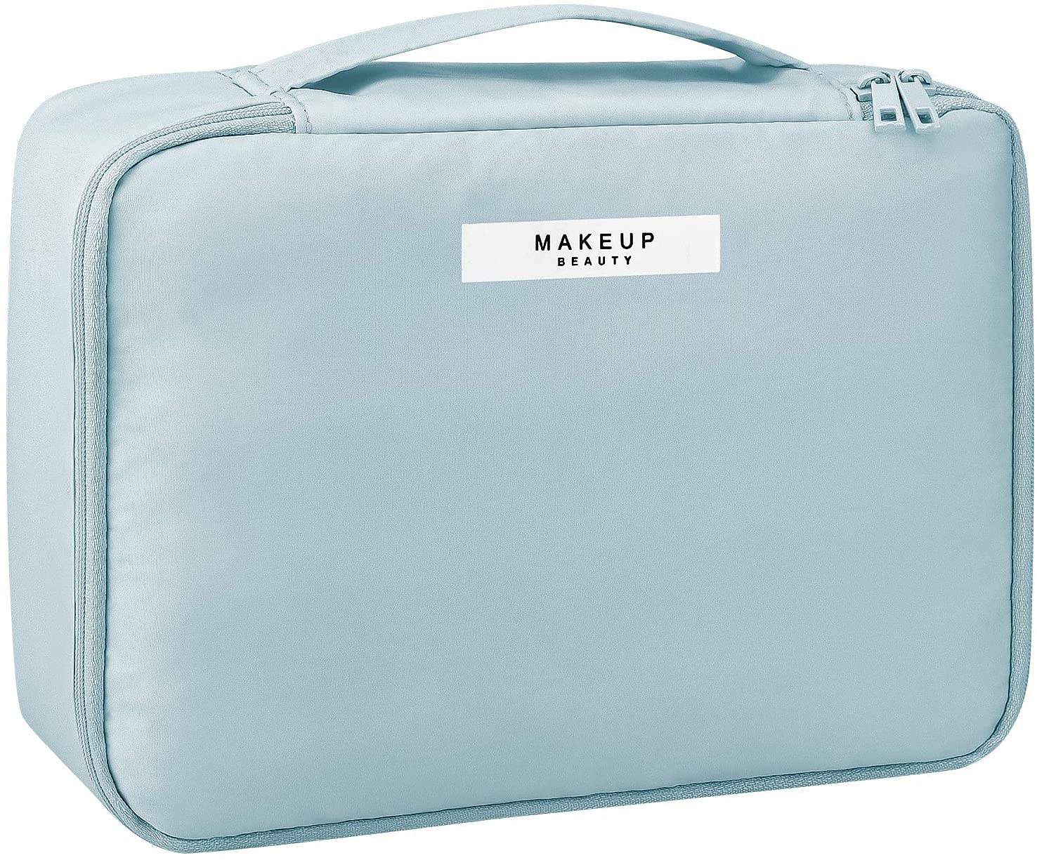 Premium Waterproof Makeup Bag for Women - Large Cosmetic Travel Organizer with Multiple Pockets, Reusable Toiletry Bag for Travel, Gym & Daily Use - Blue
