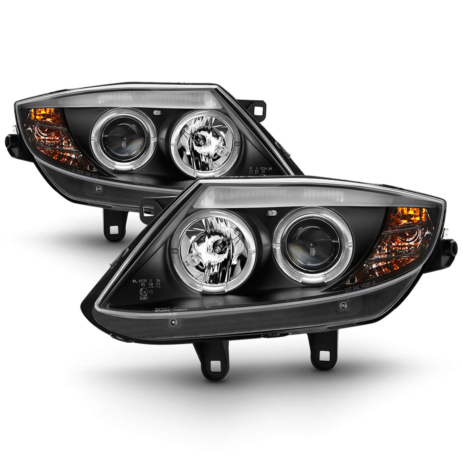 AKKON Dual LED Halo DRL Projector Headlights with Signal Lights for 2003-2008 BMW Z4 HID Models - Black Housing | Upgrade Your Night Driving & Style