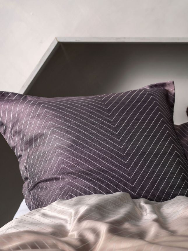 Linen House Filament Plum European Pillowcase - Soft & Luxurious 100% Cotton Pillow Cover for Bedroom Decor, Couch & Guest Room Styling
