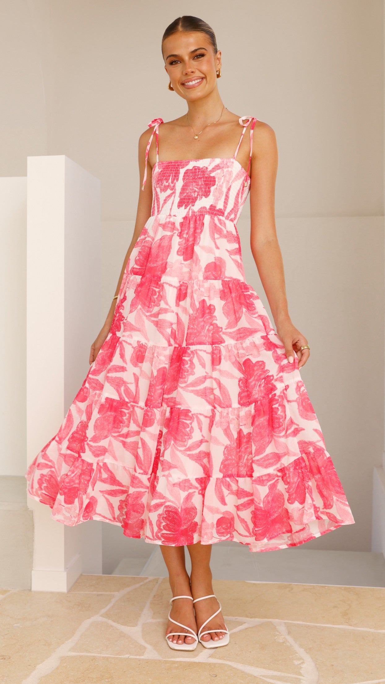 Gwynne Maxi Dress - Floral Pink Print Summer Dress for Women | Perfect for Beach, Vacation & Casual Outings