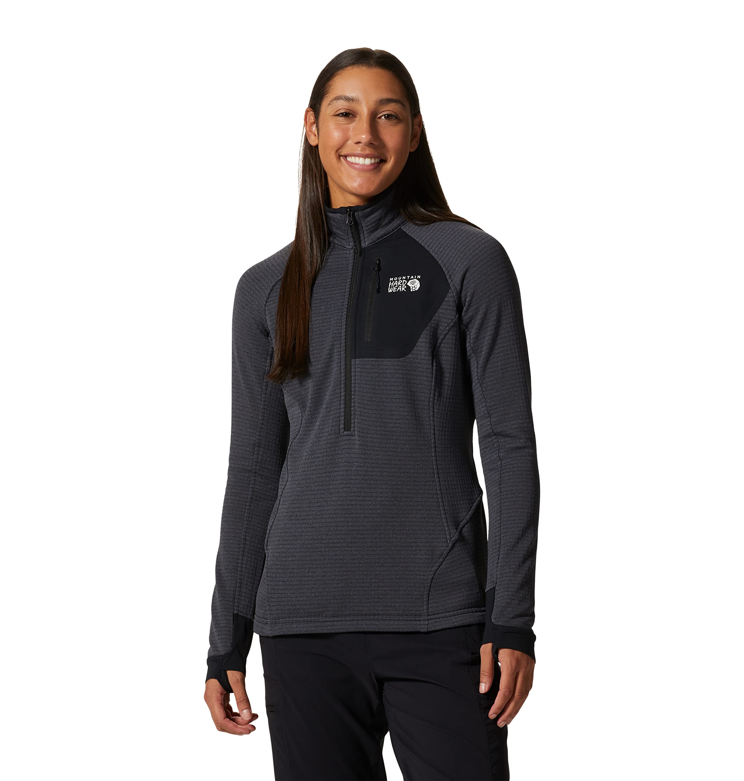 Mountain Hardwear Women's Polartec Power Grid Half Zip Jacket - Lightweight Fleece Pullover for Hiking, Camping & Outdoor Activities | Breathable & Moisture-Wicking Mid Layer for Cold Weather