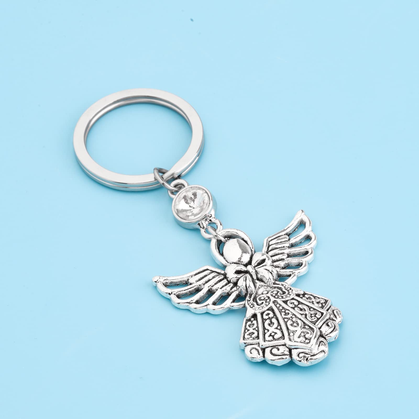 FUSTMW Angel Keychain - Guardian Angel Gift for Faith & Prayer, Blessing Charm Keychain for Women & Men - Perfect for Baptism, Confirmation, Christmas & Spiritual Encouragement