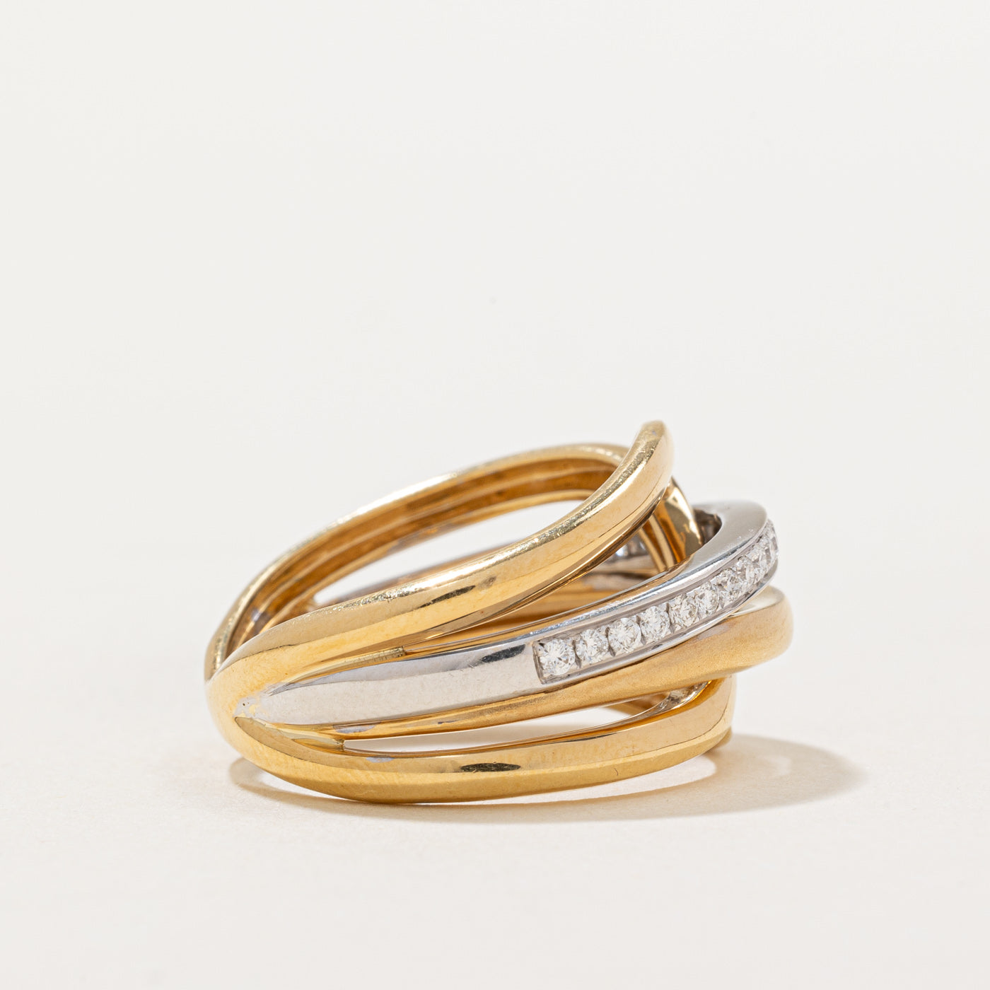 0.20ctw Overlapping Bands Diamond Ring - Size 7 | Elegant Stackable Wedding Band, Anniversary Gift for Her | Perfect for Proposals, Engagements & Special Occasions