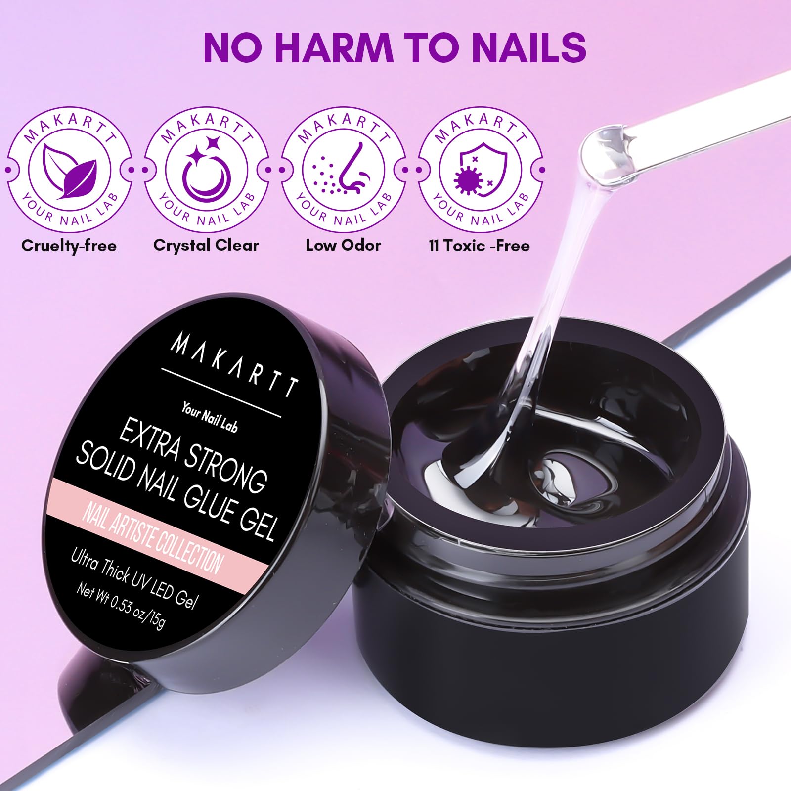 Makartt Strong Nail Glue Gel for Press On Nails - Long Lasting Adhesion for Home & Salon Use
