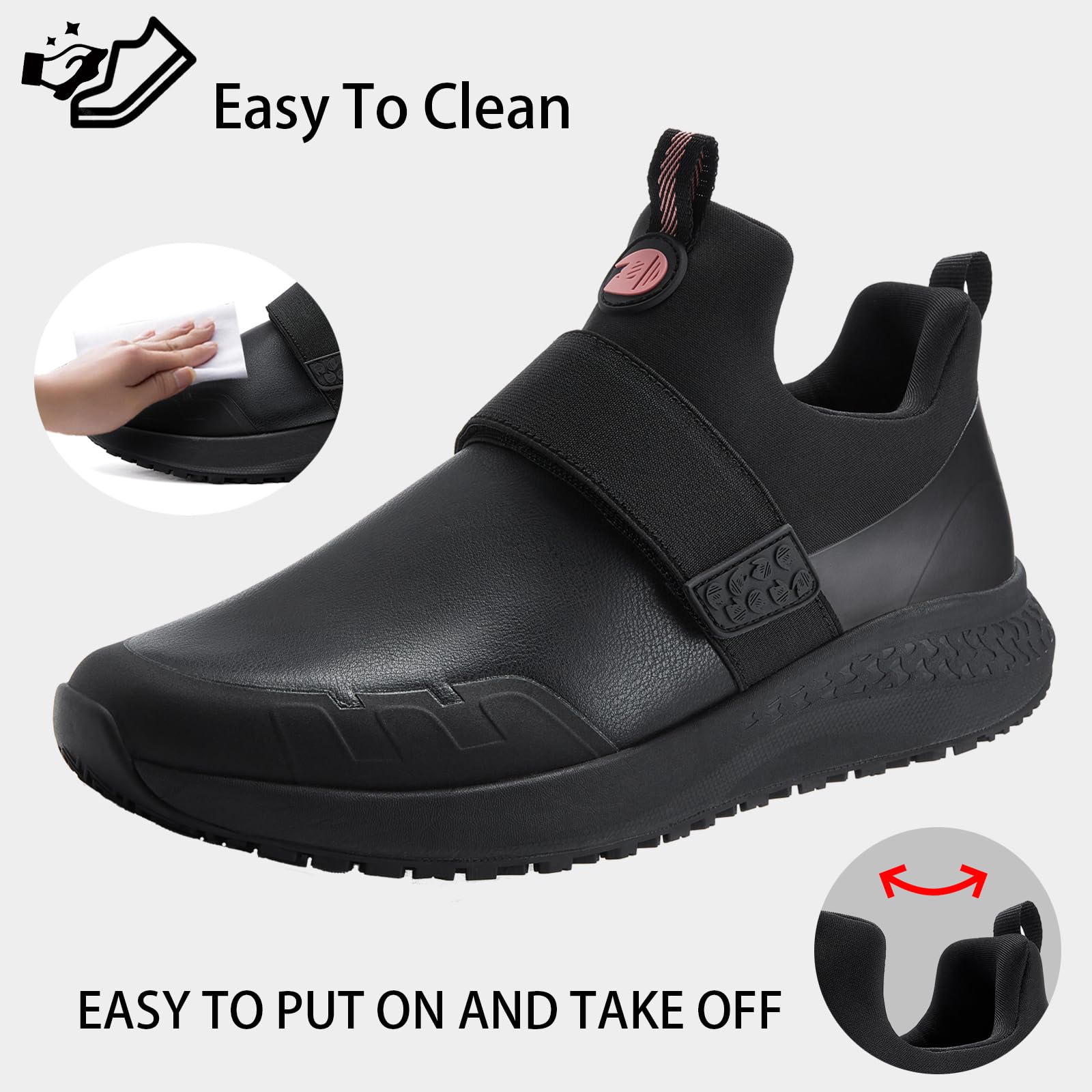 **Slip-Resistant Work Shoes for Women - Non-Slip Waterproof Kitchen Shoes for Chefs & Restaurant Staff - Lightweight Comfortable Sneakers for Walking & Long Shifts - Ideal for Food Service, Hospitality & Healthcare**