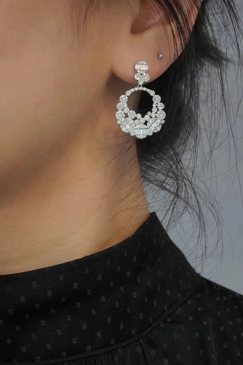 18K White Gold Diamond Earrings for Women - 1.92 Carat Natural Diamonds, Full Drilling Shiny Stud Earrings - Perfect for Engagement, Wedding, Anniversary & Special Occasions