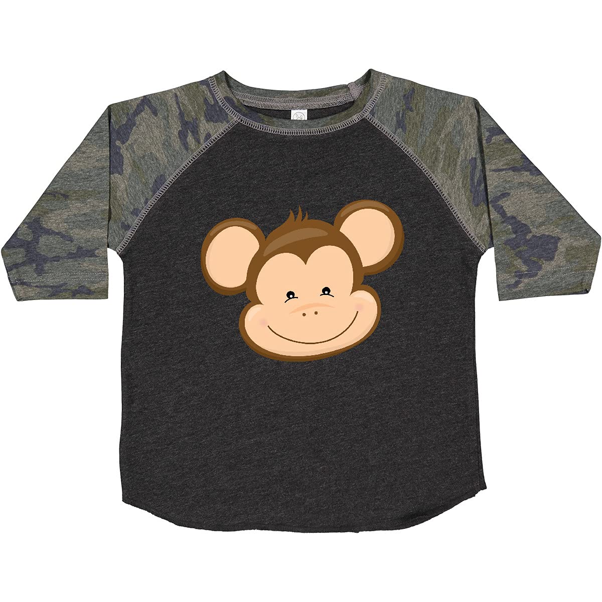 Inktastic Cute Monkey Head Toddler T-Shirt - Soft Cotton Baby Tee for Boys & Girls - Fun Animal Print Kids Shirt for Playdates, Daycare & Family Photos