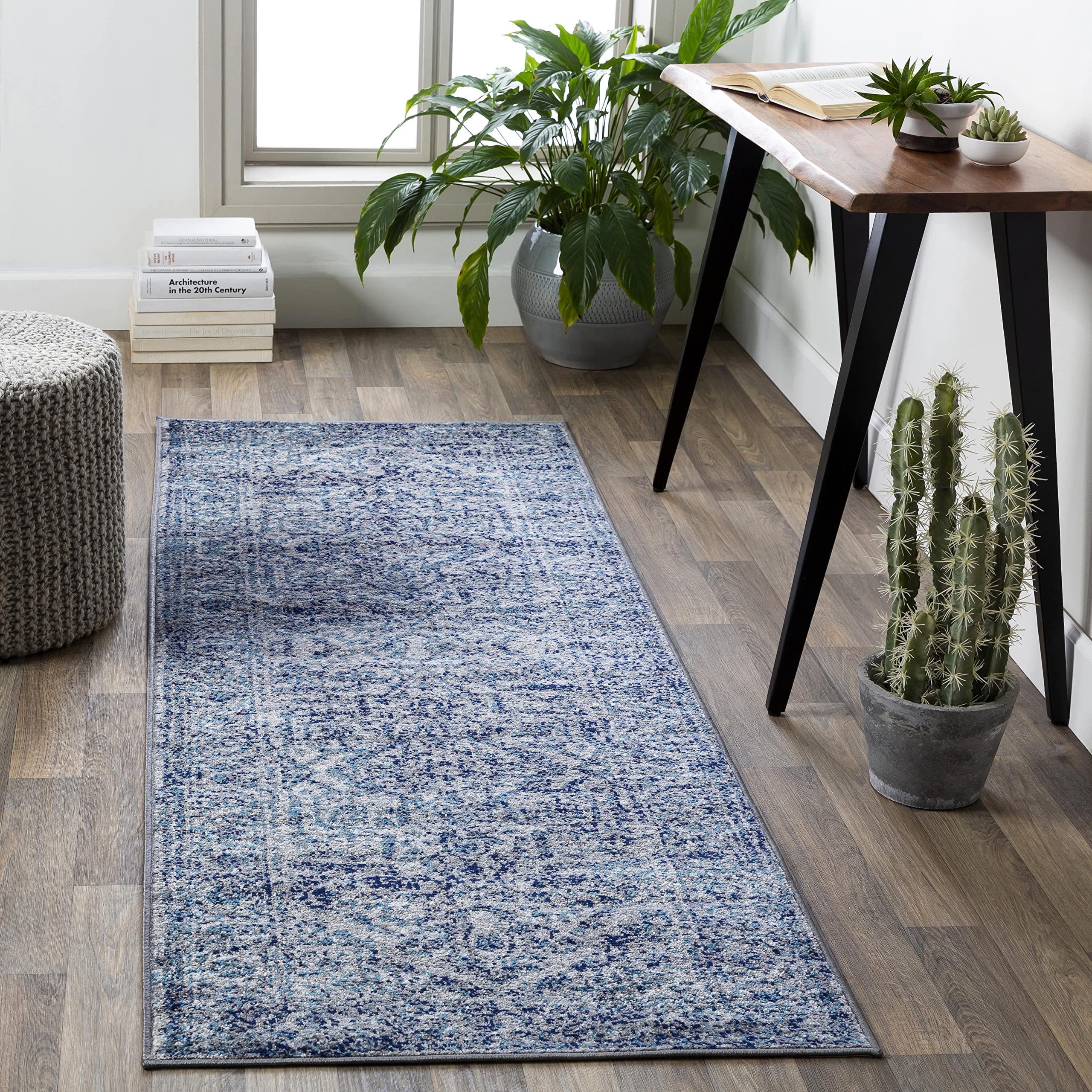 Mark&Day Emma Traditional Sky Blue 5x5 Square Area Rug - Soft Blue & White Carpet for Living Room, Bedroom, Kitchen - Perfect for Home Decor & Cozy Spaces (5'3