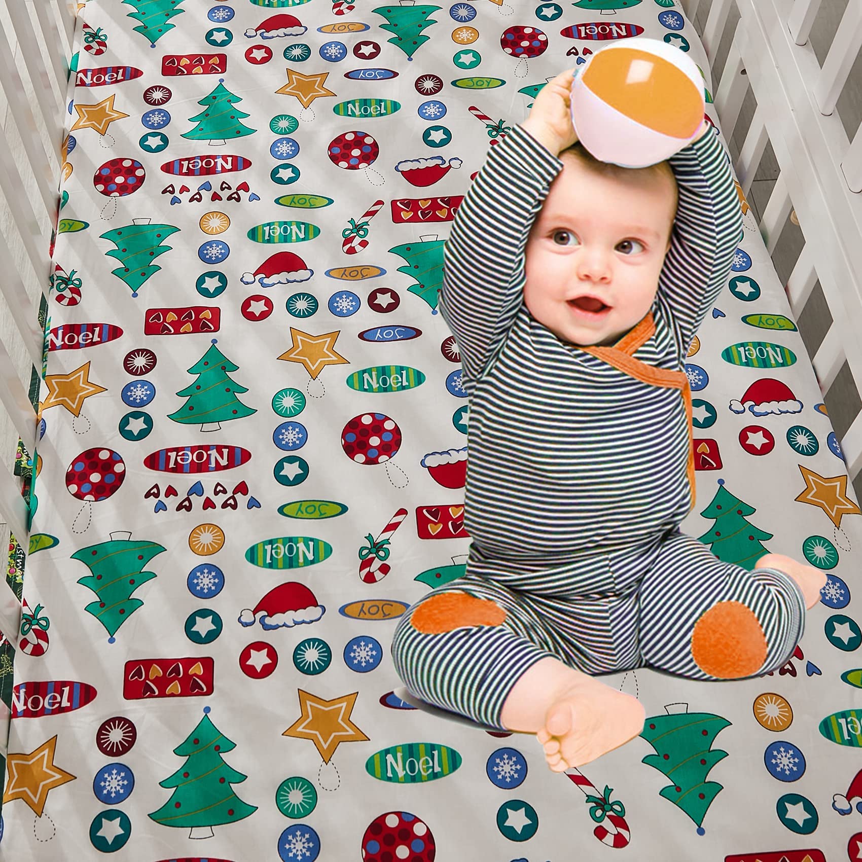 Brandream 3-Piece Baby Crib Bedding Set - 100% Cotton Nursery Set for Boys & Girls | Gender Neutral Crib Comforter, Fitted Sheet & Dust Ruffle - Perfect for Christmas Gifts & Nursery Decor
