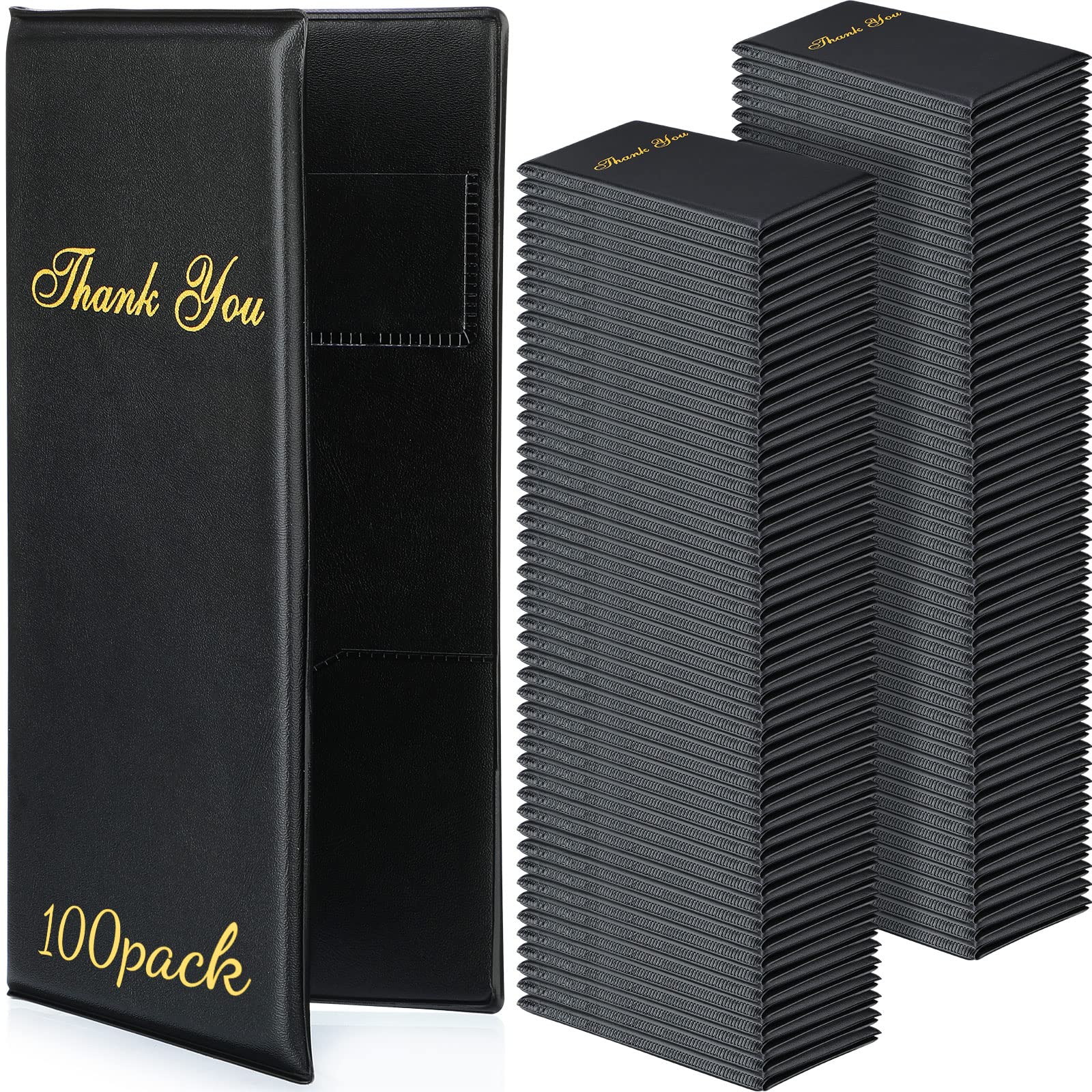 100-Piece Bulk Leather Guest Check Presenters with Gold 