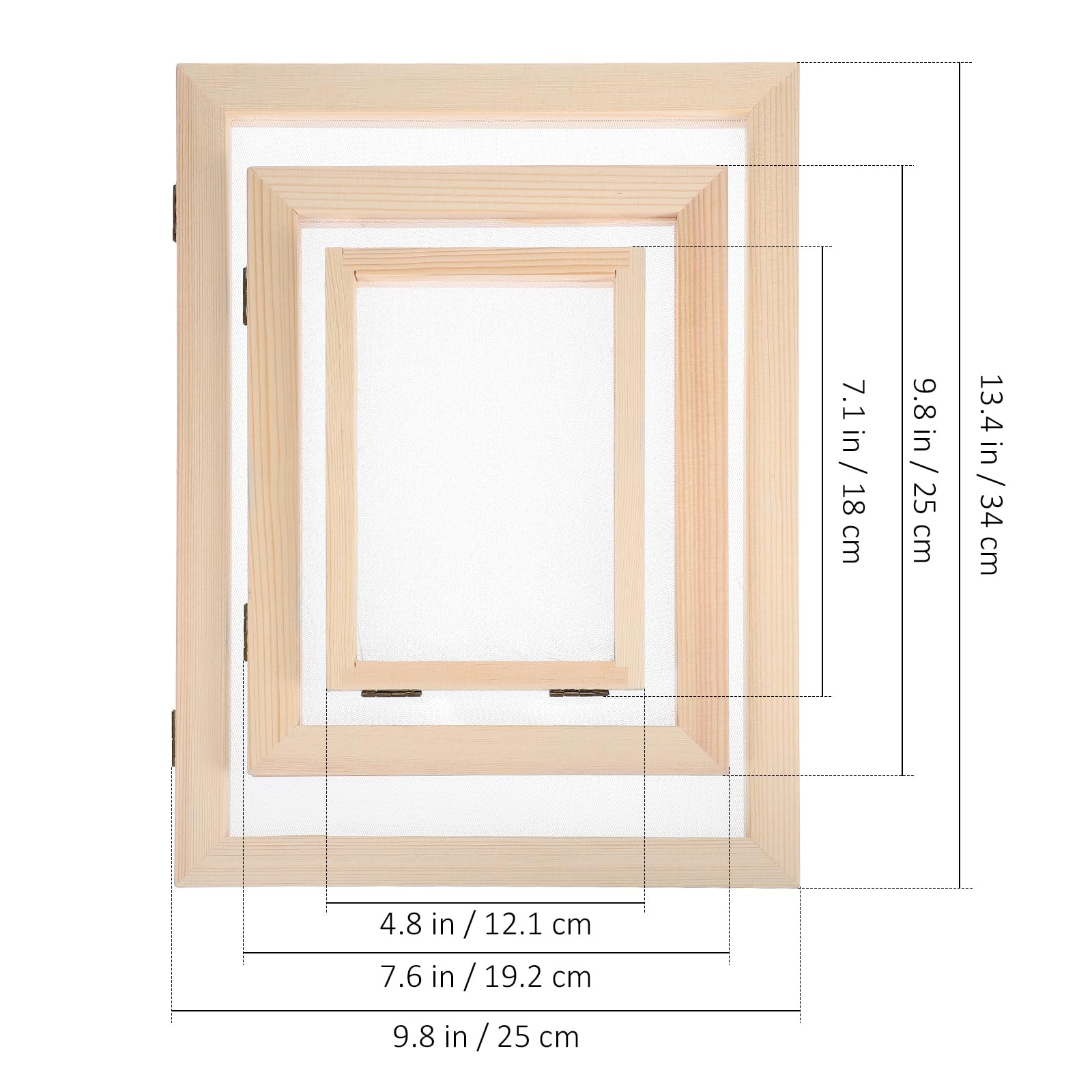 VILLCASE Wooden Paper Making Screen - 3 Size Paper Making Mold Frame with Mesh & Cloth - DIY Paper Craft Supplies for Handmade Cards, Scrapbooking & Art Projects - Perfect for Home, School & Craft Workshops