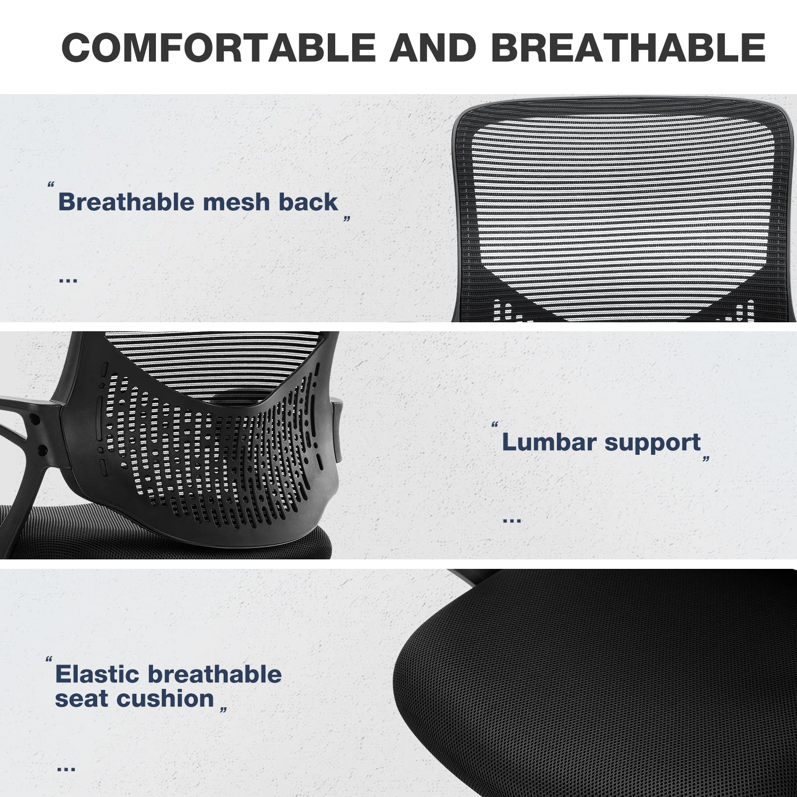 Ergonomic Adjustable Height Mesh Office Chair with Armrests & Foot Ring - Tall Standing Drafting Chair for Computer Work, Home Office & Studio - Black