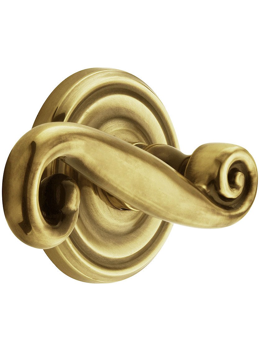 Vintage Antique Brass Classic Rosette Door Handle Set with Rustic Levers - Right Hand Passage for Interior Doors | Elegant Home & Office Hardware Upgrade