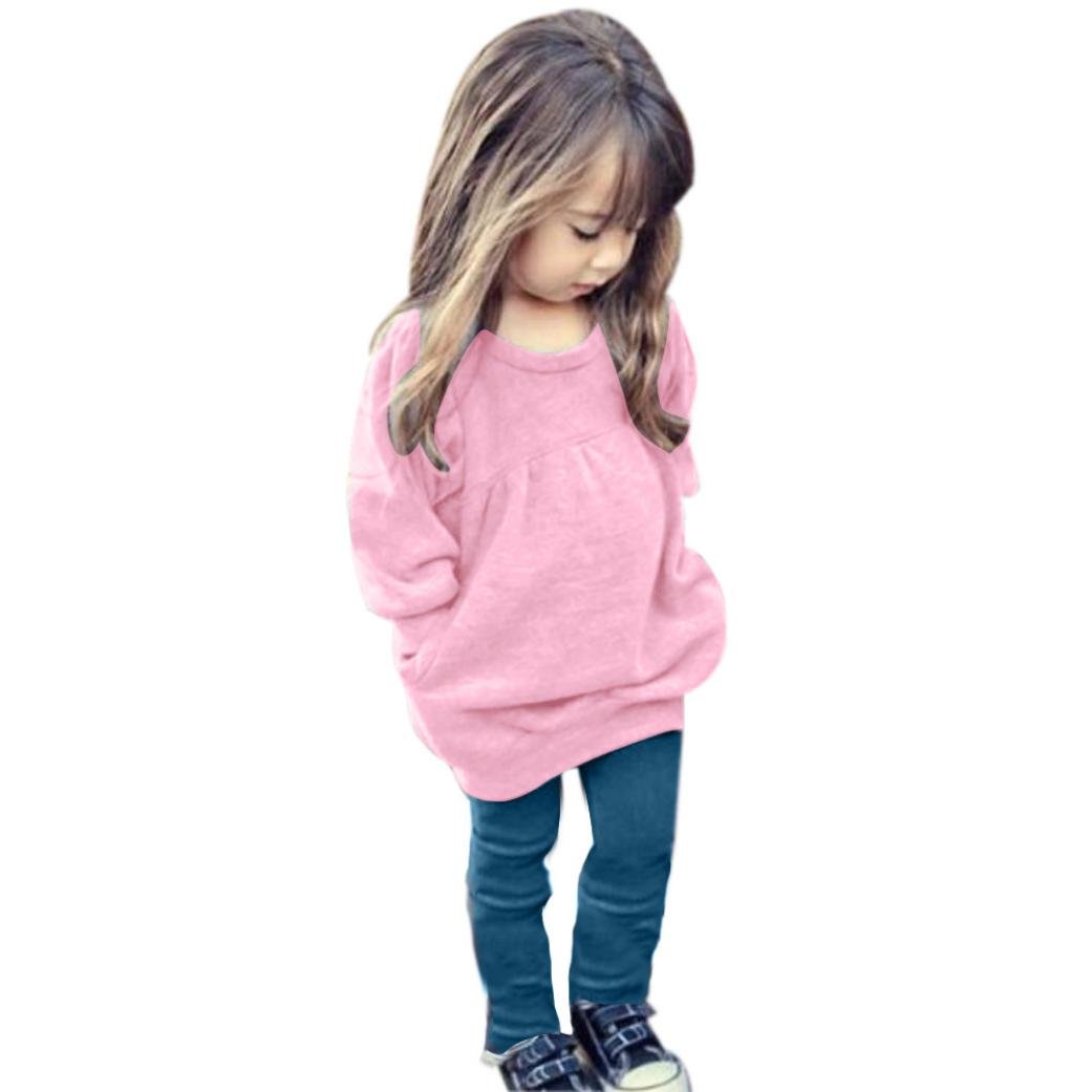 Toddler Girls' Casual Outfit Set - Solid Color T-Shirt & Long Jeans (2-Piece) | Playtime, Daycare & Everyday Wear