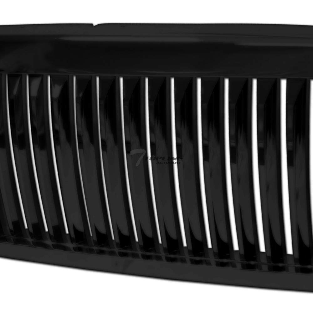 **1999-2004 Ford F250 F350 F450 F550 Super Duty & 2000-2004 Excursion Glossy Black Vertical Front Bumper Grille - Heavy Duty Replacement for Off-Road & Towing**