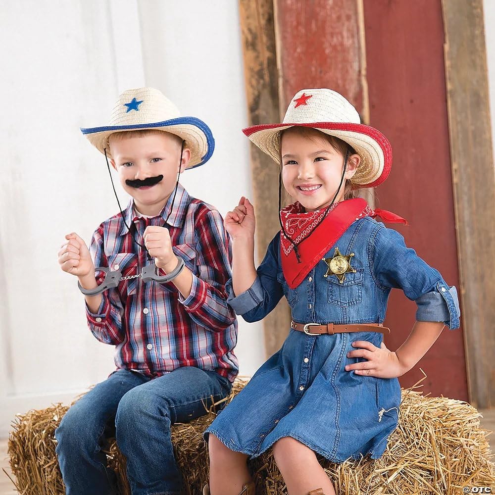 12-Piece Kids' Cowboy Hats Set with Fun Designs - Western Party Favors, Dress-Up Costume & Cowboy Theme Birthday Supplies for Boys and Girls