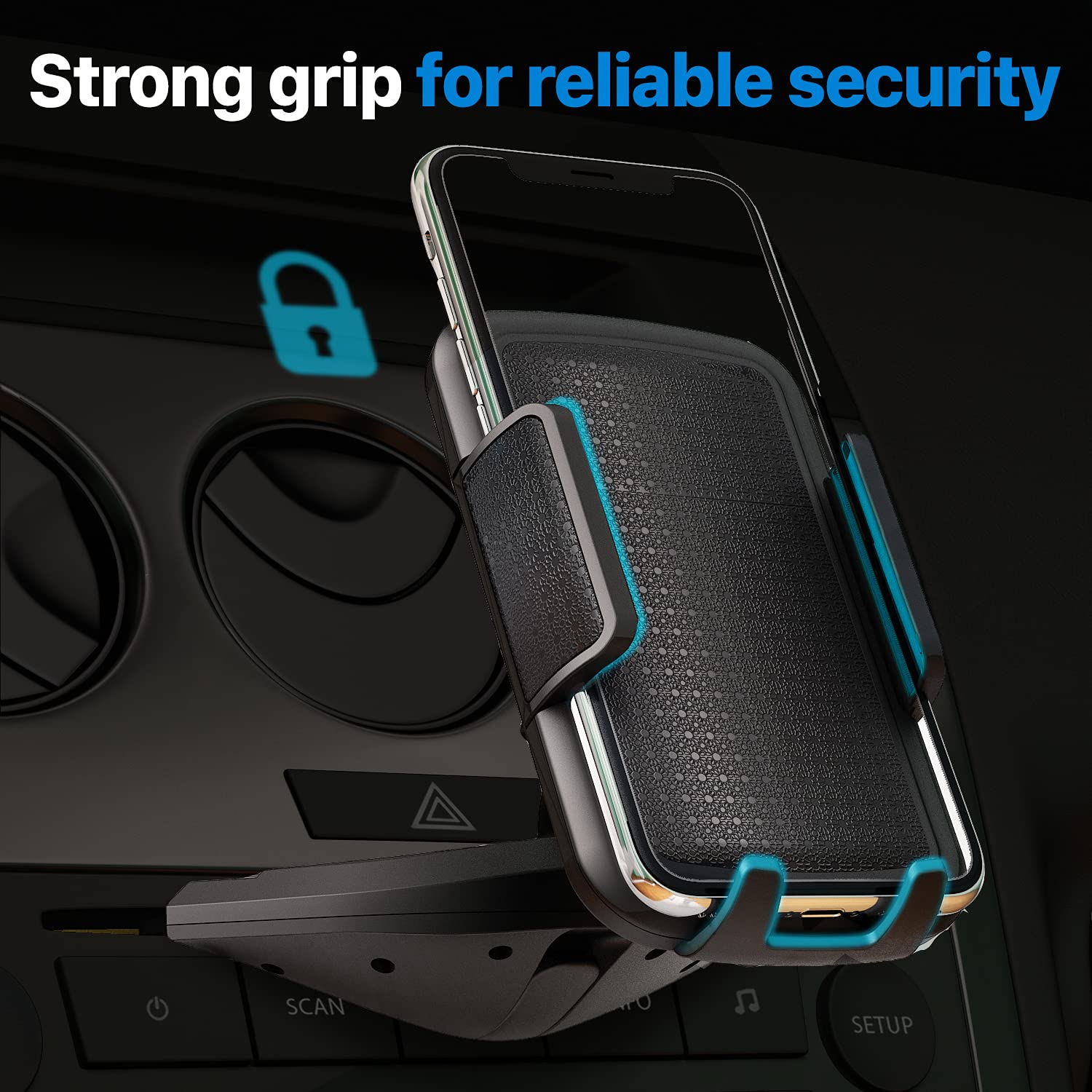 Bestrix Universal CD Slot Car Phone Holder - Strong Grip Hands-Free Car Mount for iPhone 14/13/12/11 Pro/XS Max/XR/X/8/7/6 Plus & Galaxy S22/S21/S20/S10+/S9 - Perfect for Safe Driving & GPS Navigation