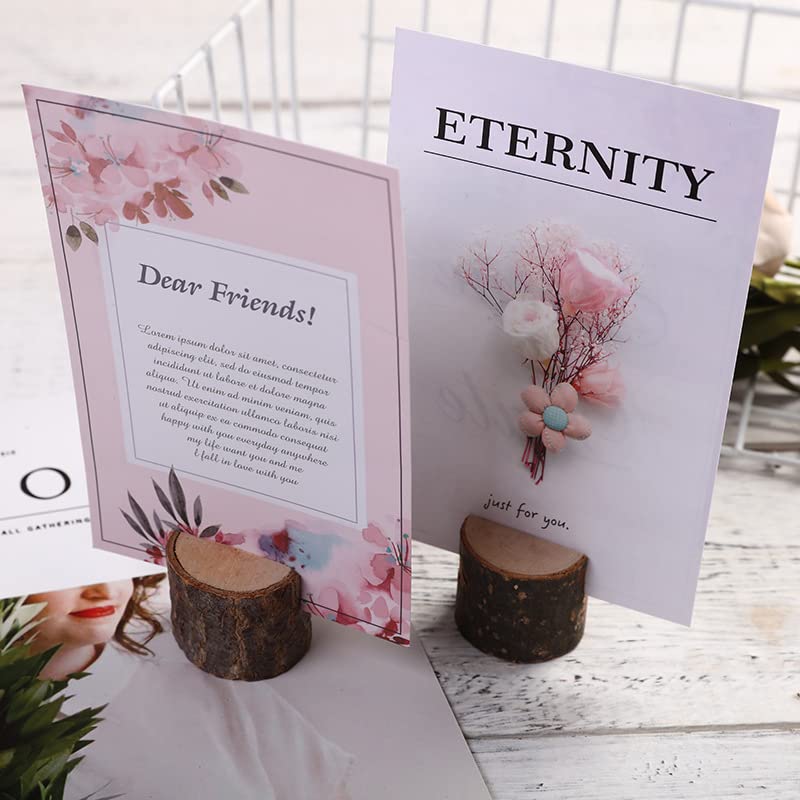 Rustic Wood Table Number Holders - 10 Pack (40 Pieces) for Wedding, Party, and Event Place Cards - Includes Kraft Paper Cards - Perfect for Table Seating, Name Cards, and Memo Notes
