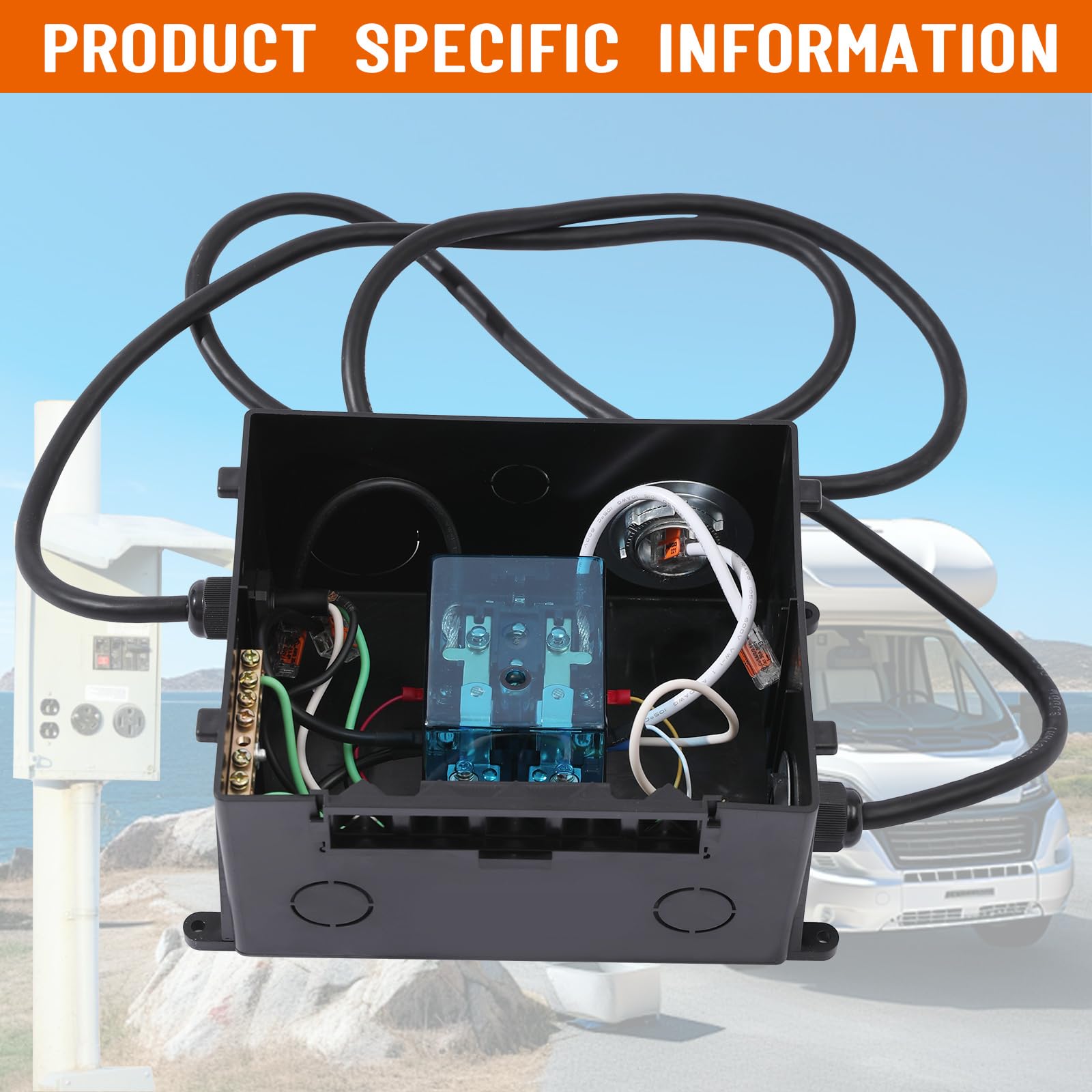 30 Amp Automatic Transfer Switch for RV & Speedboats - 120VAC Prewired Quick Connect Power Switch (Black) - Perfect for Camping, Boating & Emergency Power Backup