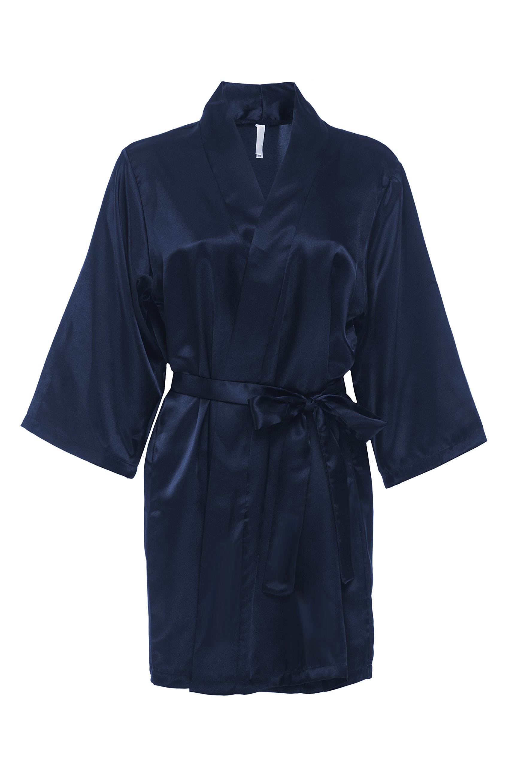 Elegant Navy Satin Robe for Women - Luxurious Bridal Loungewear & Wedding Morning Gifts - Perfect for Bridal Party, Honeymoon, and Spa Days