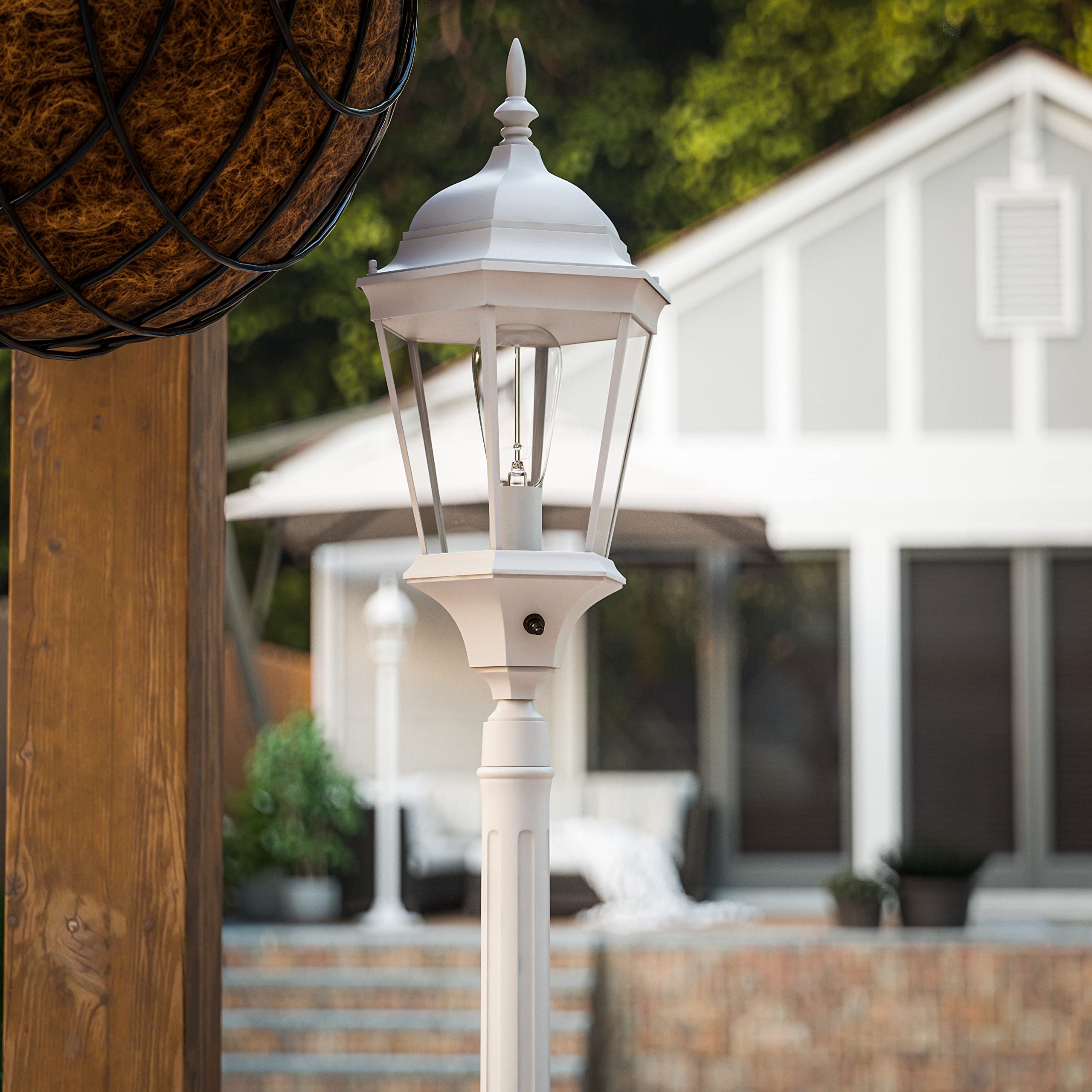 Kenroy Home 93432WH Villa 1 Light Outdoor Post Lantern - Classic White Finish, 71.4