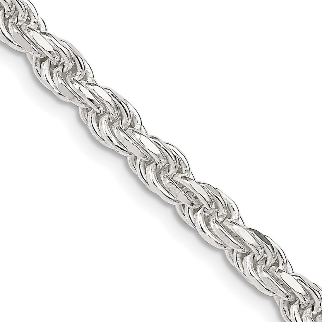 925 Sterling Silver D-Cut Rope Chain Necklace for Women & Men - Adjustable Lengths 16
