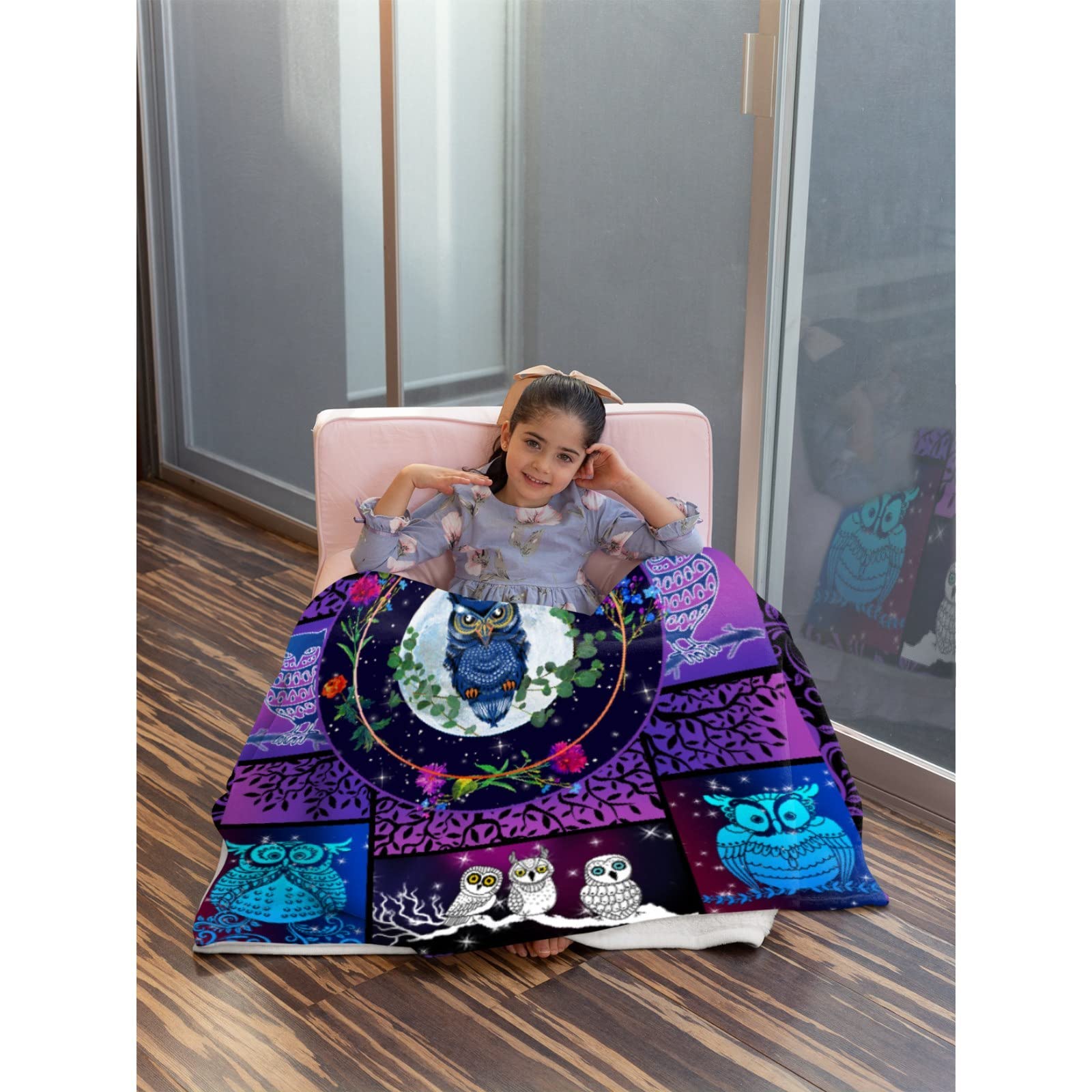 Owl Lovers Gift - Ultra Soft Microfiber Flannel Throw Blanket (120