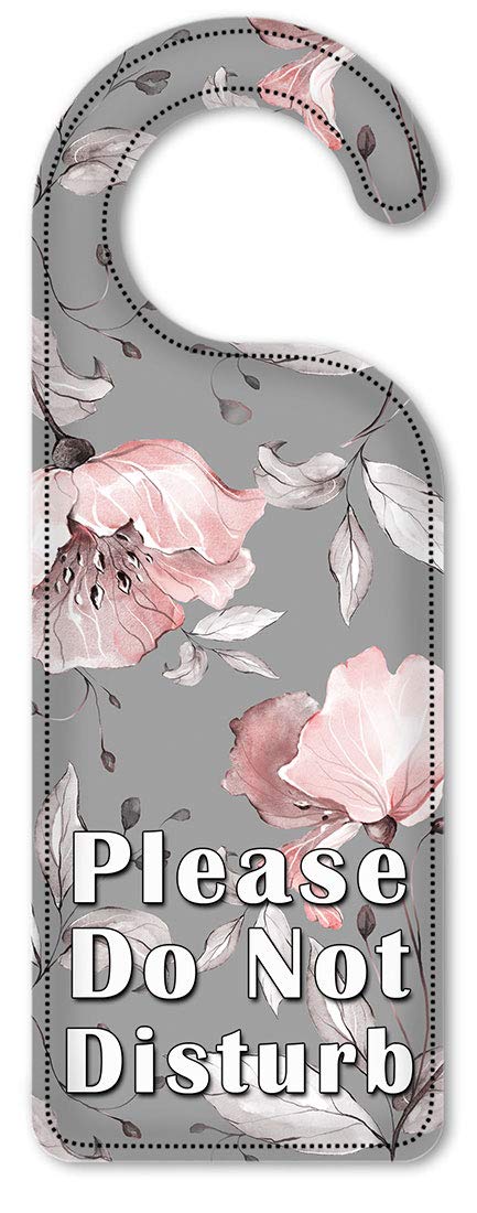 Art Plates Do Not Disturb Door Knob Hanger Sign - Gray & Pink Floral Design for Hotels, Bedrooms & Privacy - Perfect for Spa Days, Naps & Home Offices