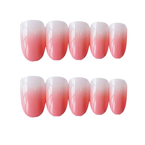 24-Piece Press On Nails for Women - French Oval Fake Nails with Glue, Full Cover Artificial Nail Tips - Perfect for Parties, Weddings & Everyday Wear