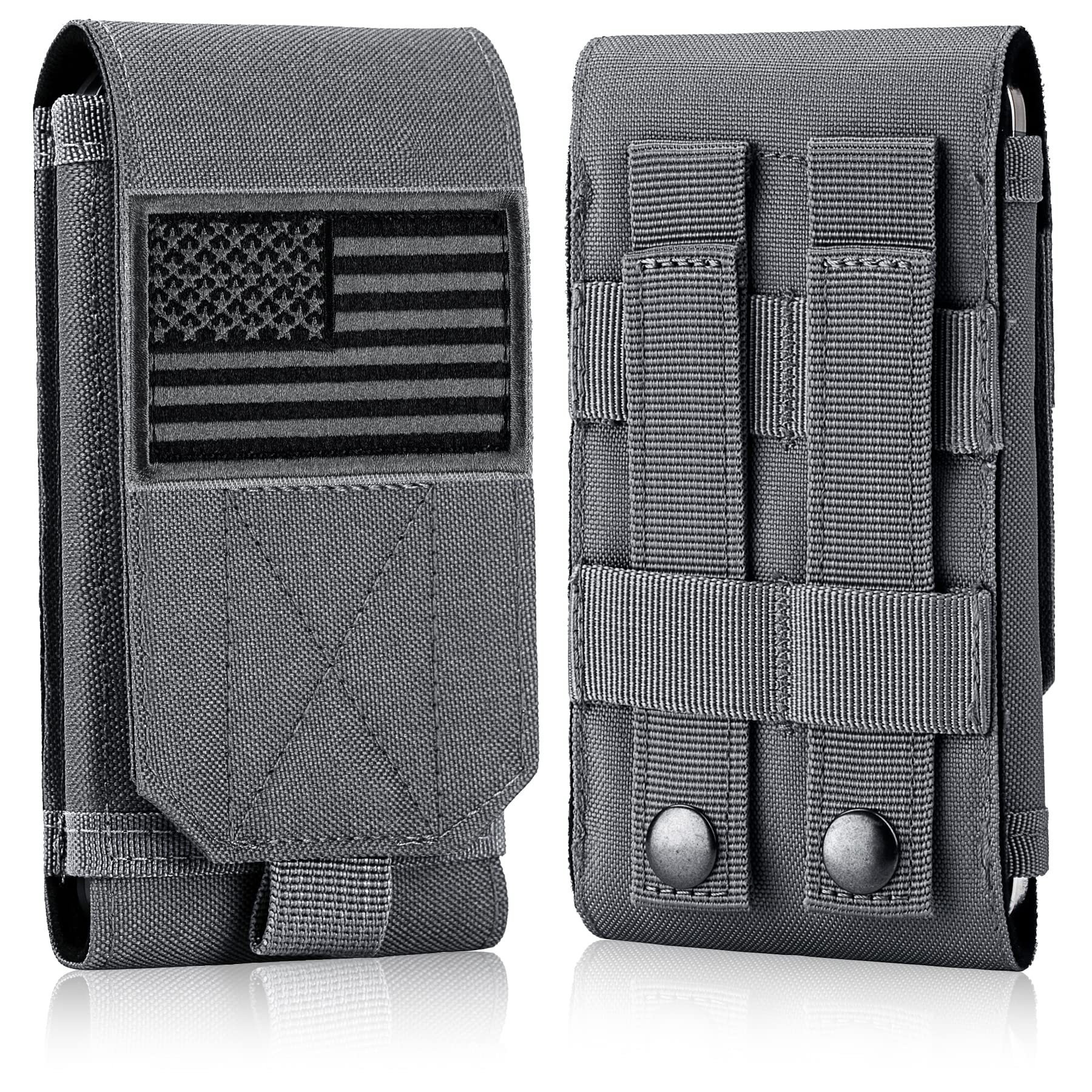 IronSeals Tactical Molle Phone Case - Heavy Duty Belt Loop Holster Pouch with Flag Patch for iPhone 16 Pro Max/16 Plus/16 Pro/16/15 Pro Max/14 Pro Max/13 Pro Max/12 Pro Max & Galaxy S24 Ultra - Perfect for Outdoor Adventures, Military Use & Everyday Carry