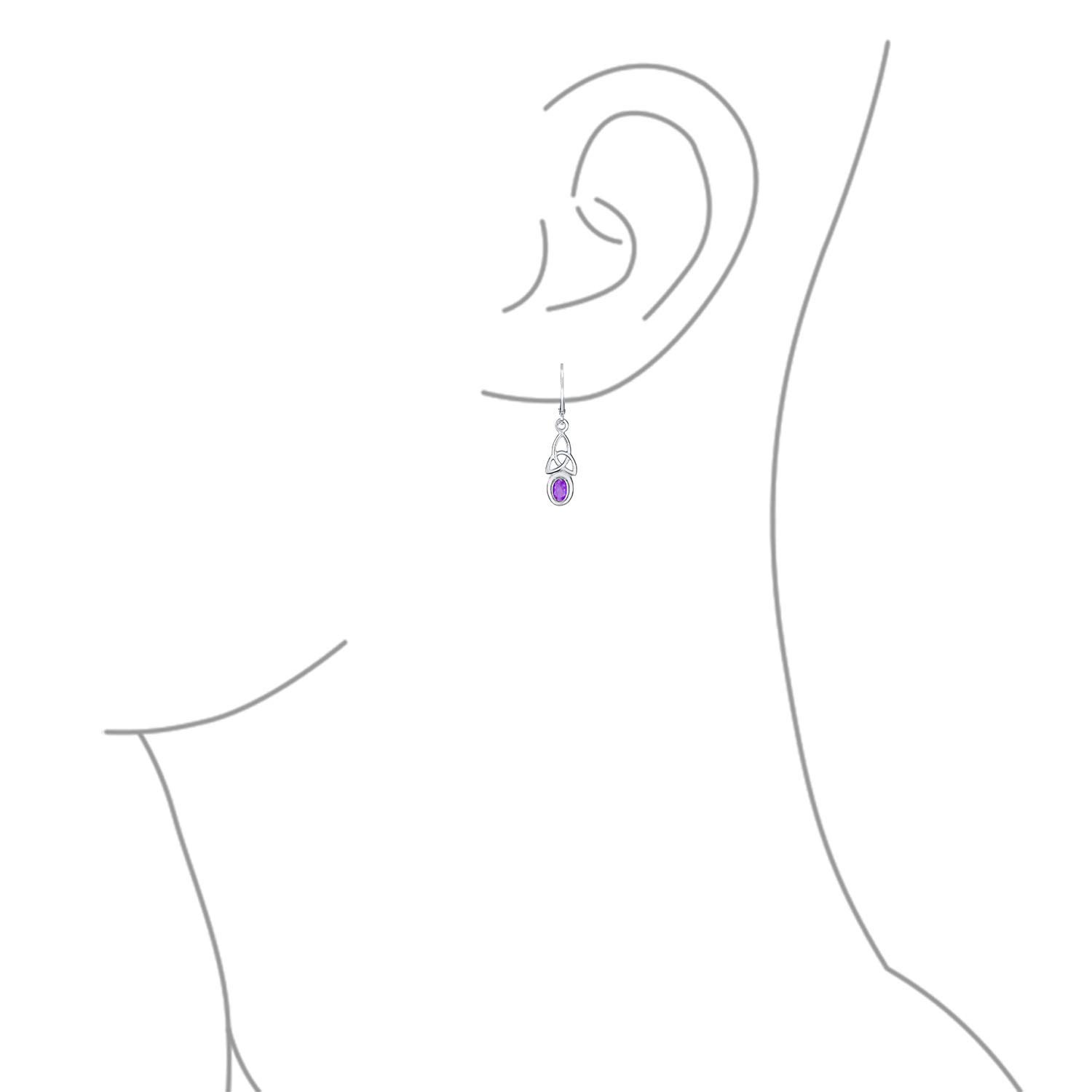 Celtic Love Knot Earrings with Gemstone for Women | Sterling Silver Lever Back | Western Jewelry