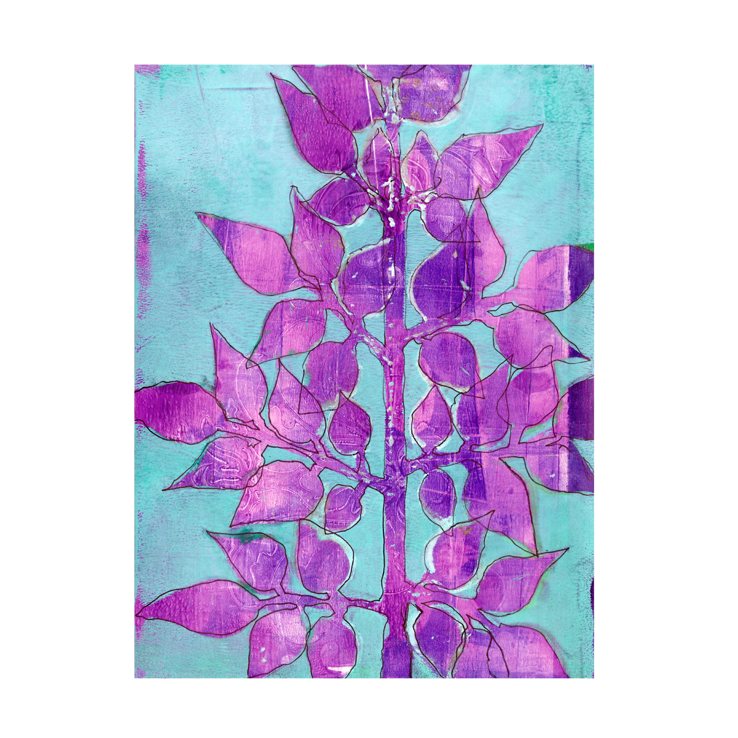Regina Moore 'Purple Planta I' Canvas Wall Art Print - Modern Botanical Floral Painting for Living Room, Bedroom & Office Decor