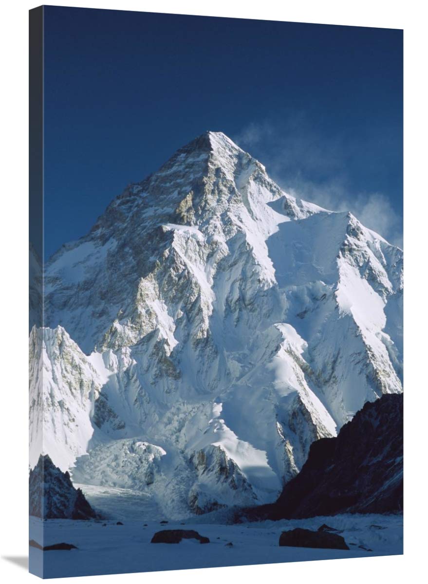 Global Gallery K2 at Dawn Canvas Art Print - 24x36 Inches - Stunning Mountain Landscape from Camp Below Broad Peak, Godwin Austen Glacier, Pakistan - Perfect for Living Room, Office & Home Decor