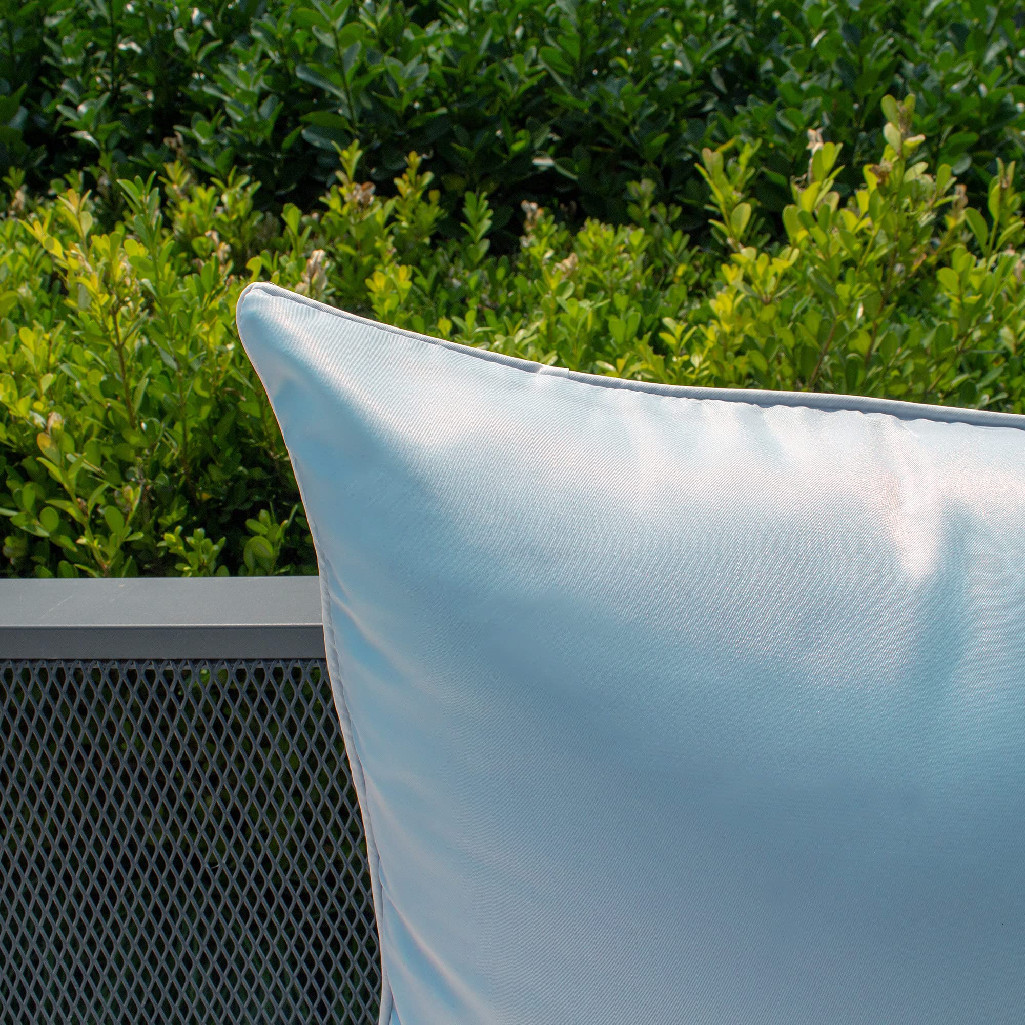 Kevin Textile 20x20 Inch Outdoor Waterproof Pillow Covers - 2 Pack Light Blue with White Piping for Patio Furniture, Garden Couch & Poolside Lounge | Weather-Resistant Decorative Throw Pillows