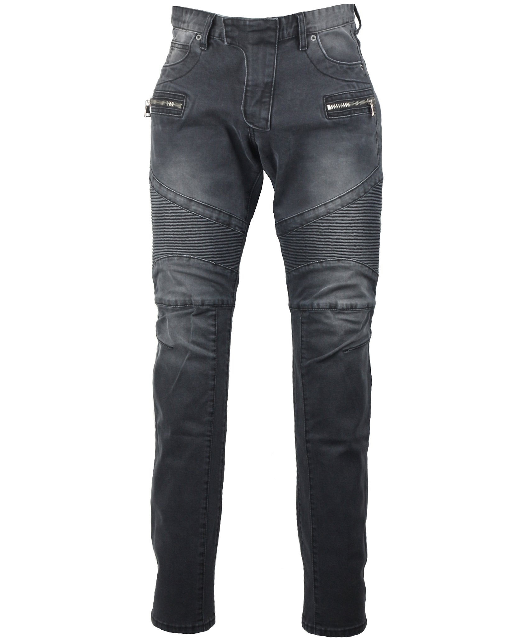 T2M Men's Plus Size Biker Denim Jeans - Punk Style T576, Waist 30-46, Black | Perfect for Motorcycle Riding & Casual Streetwear