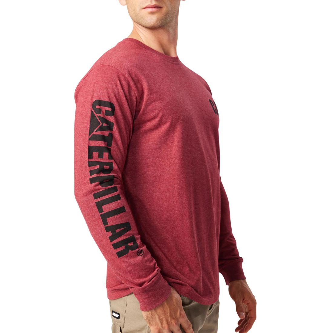 CAT Trademark Banner Long Sleeve Work Shirt 1510034 - Brick Heather | Durable Workwear for Construction & Outdoor Jobs | Perfect for Mechanics, Engineers & Heavy Duty Work
