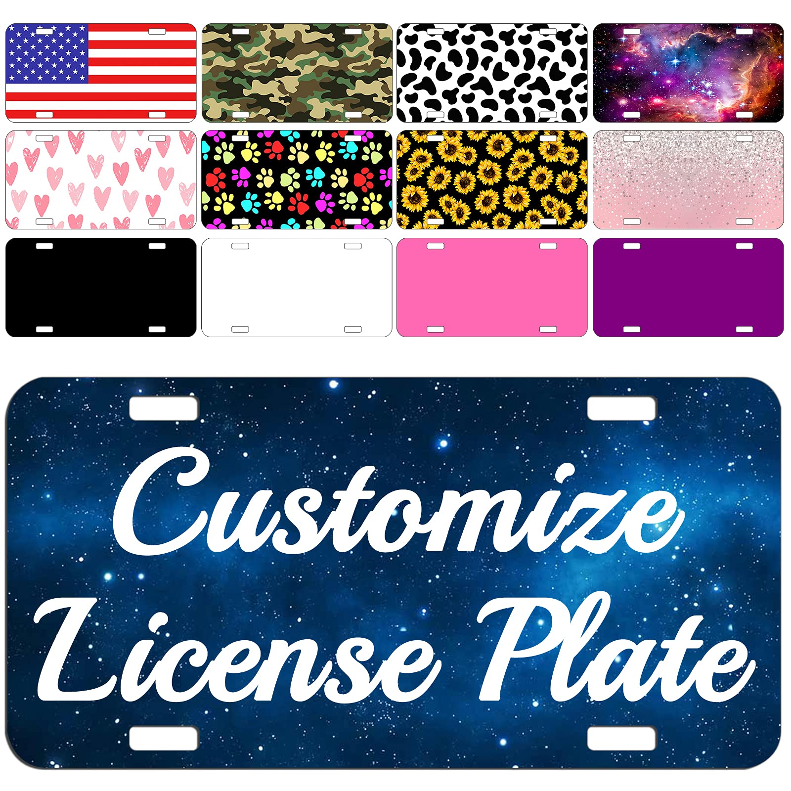 Custom Personalized 6x12 Inch Aluminum License Plates for Cars - Front & Rear Novelty Tags with Name & Text - Perfect for Gifts, Car Shows & Vehicle Customization