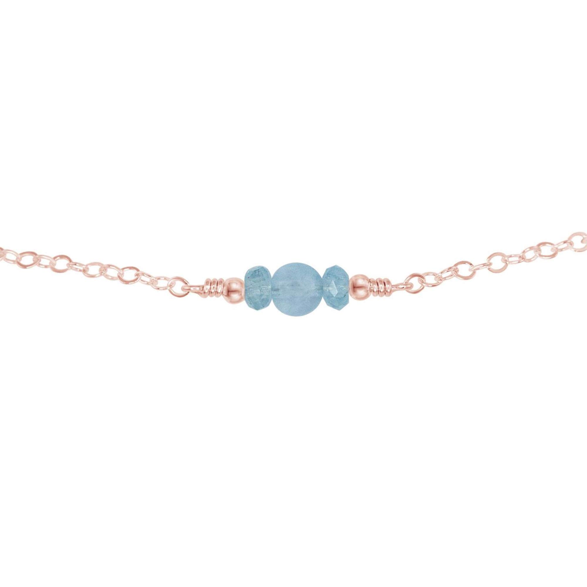 14K Rose Gold Filled Aquamarine Dainty Choker Necklace - Elegant Layering Piece for Women, Perfect for Weddings, Date Nights & Everyday Wear